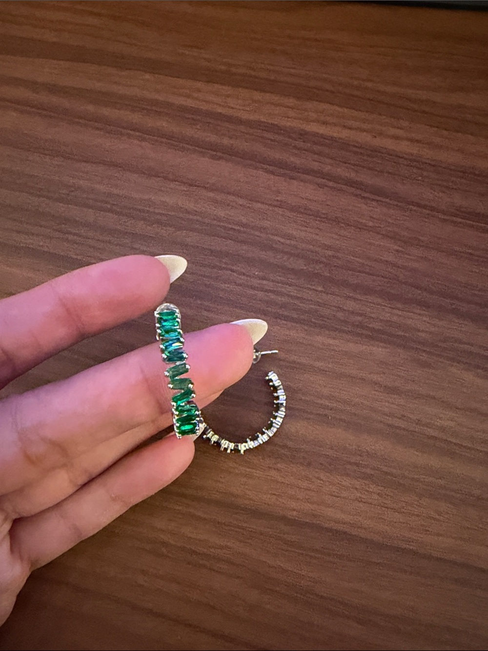 Green Crystal Hoop Earrings - Elegant Women's Jewelry